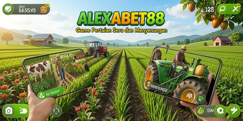 Tampilan menarik dari gameplay ALEXABET88 saat bertani di lahan luas.