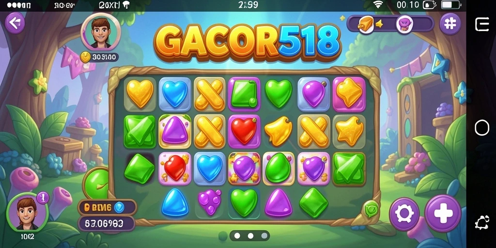 GACOR518 menampilkan gameplay Match-3 yang seru dan penuh warna.