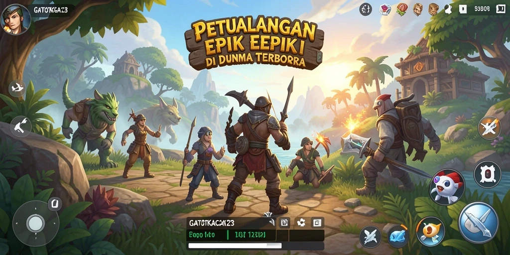 Tangkapan layar yang menampilkan petualangan seru di dunia terbuka GATOTKACA123.