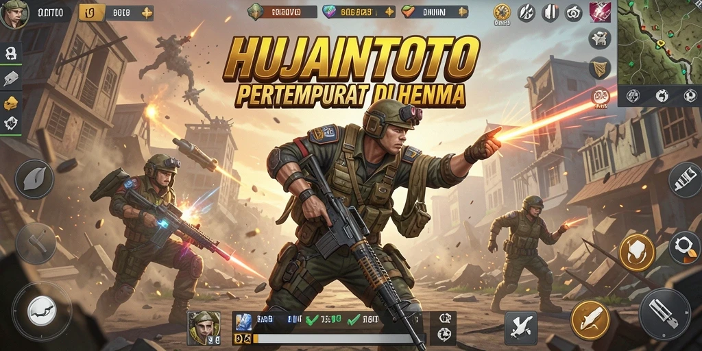 Tangkapan layar menampilkan aksi pertempuran seru di HUJANTOTO.