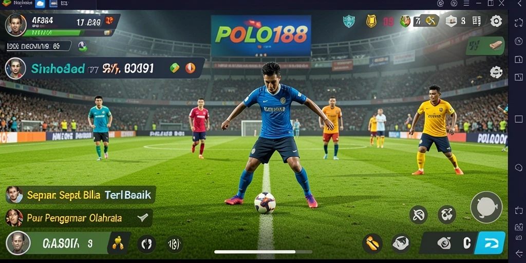Tampilan gameplay POLO188 saat pertandingan sepak bola berlangsung.