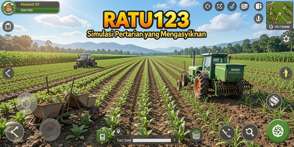 Tangkapan layar gameplay <strong>RATU123</strong> menunjukkan aktivitas pertanian yang seru dan menawan.