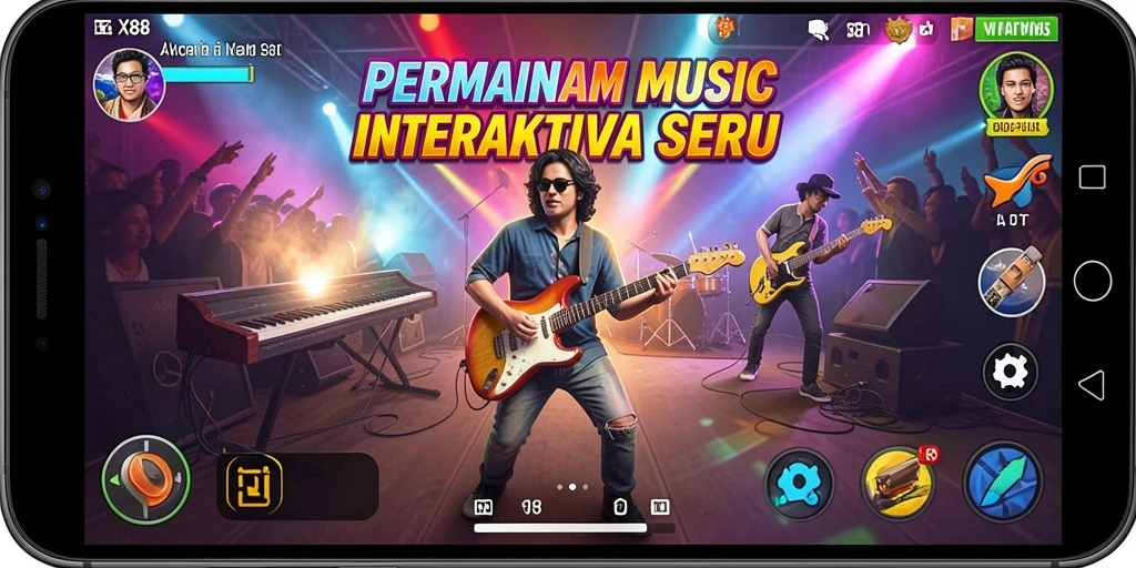 Screenshot gameplay X88 menampilkan pengguna yang asyik menari mengikuti irama lagu.
